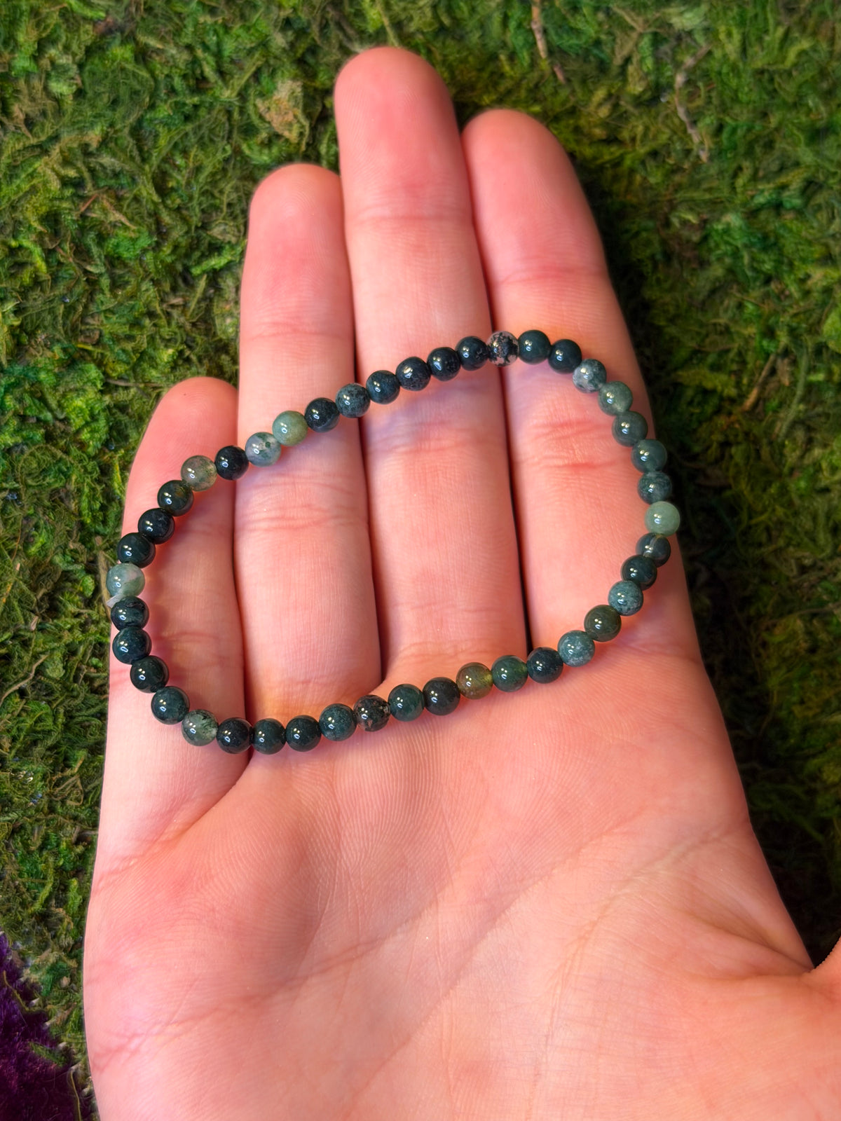 Moss Agate 4mm High Quality Bracelet