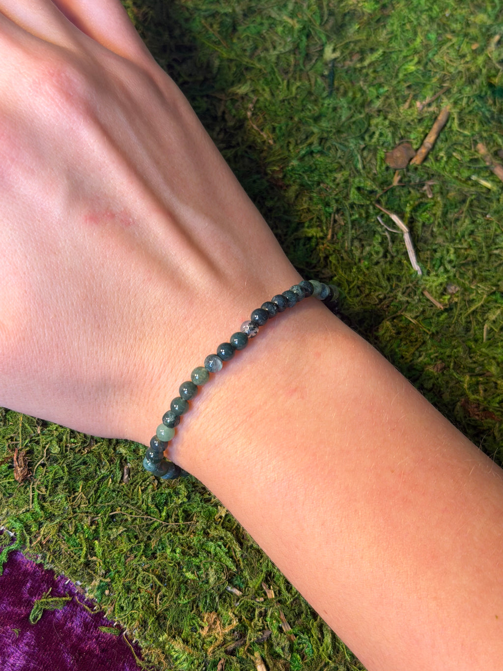 Moss Agate 4mm High Quality Bracelet