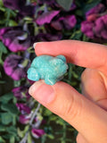 Amazonite frog carving